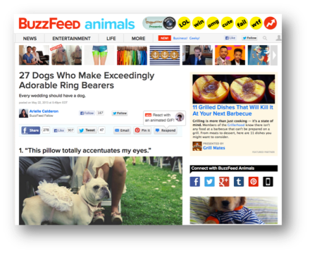 BuzzFeed記事面。右上にスポンサードコンテンツ